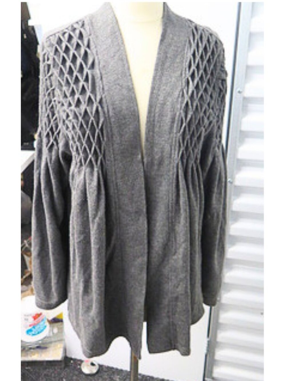 Modern Soul Womens Gray Open Front Cardigan Diamond Detail Fall Winter Sweater